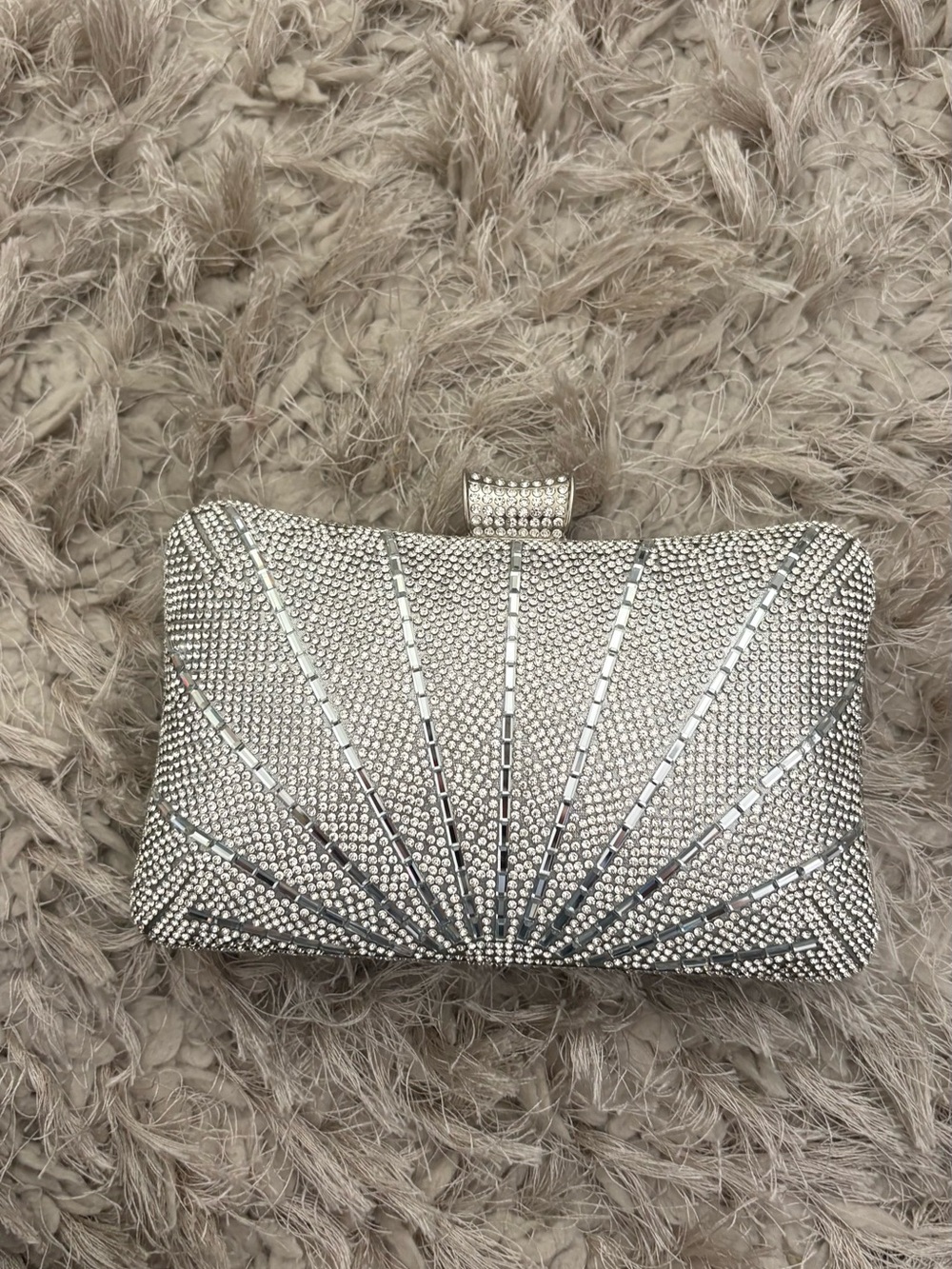 Kelly & Katie Silver Crystal Sunburst Clutch